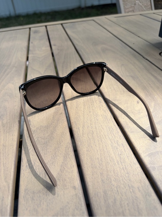MaxMara Brown Leather-Trim Sunglasses with Black Frame main image 5
